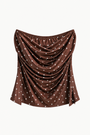blusa straple polka color café