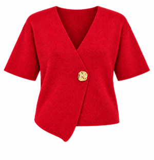 blusa tejida asimetrica de un boton