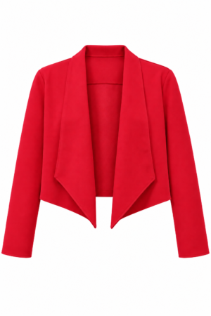 chaqueta roja corta sobre fondo blanco