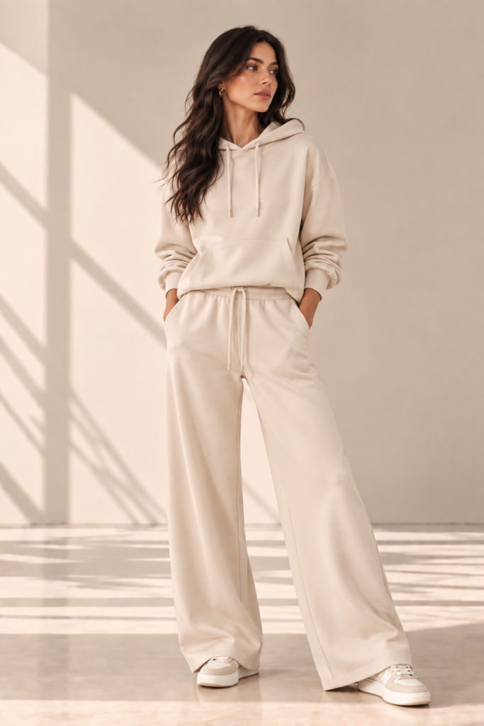 look minimalista en tonos crema